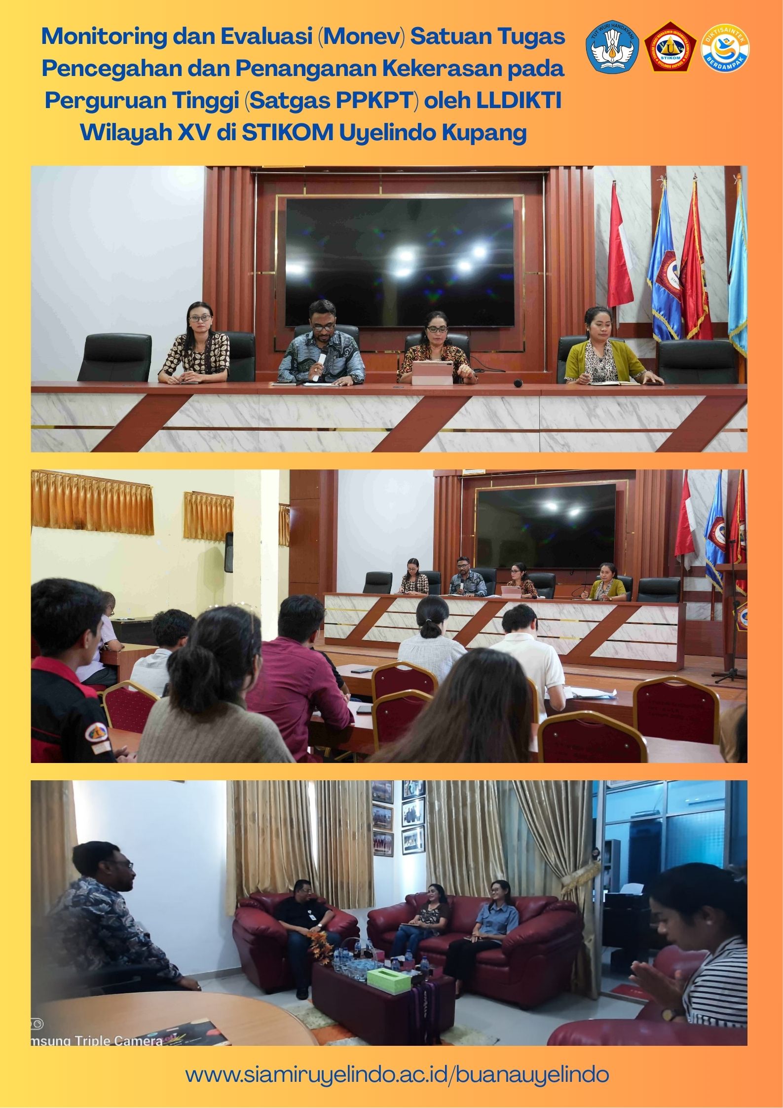 Kunjungan Monitoring dan Evaluasi oleh Satgas PPKPT LLDIKTI Wilayah XV di STIKOM Uyelindo Kupang